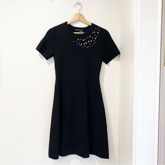 havva Dresses & Skirts - HAVVA Black Thick Knit Beaded Formal Fit and Flare Dress sz L